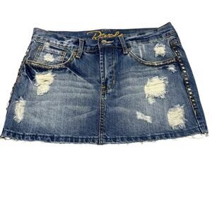 Vintage Y2K Revolt distressed studded Denim Mini Skirt Size 3